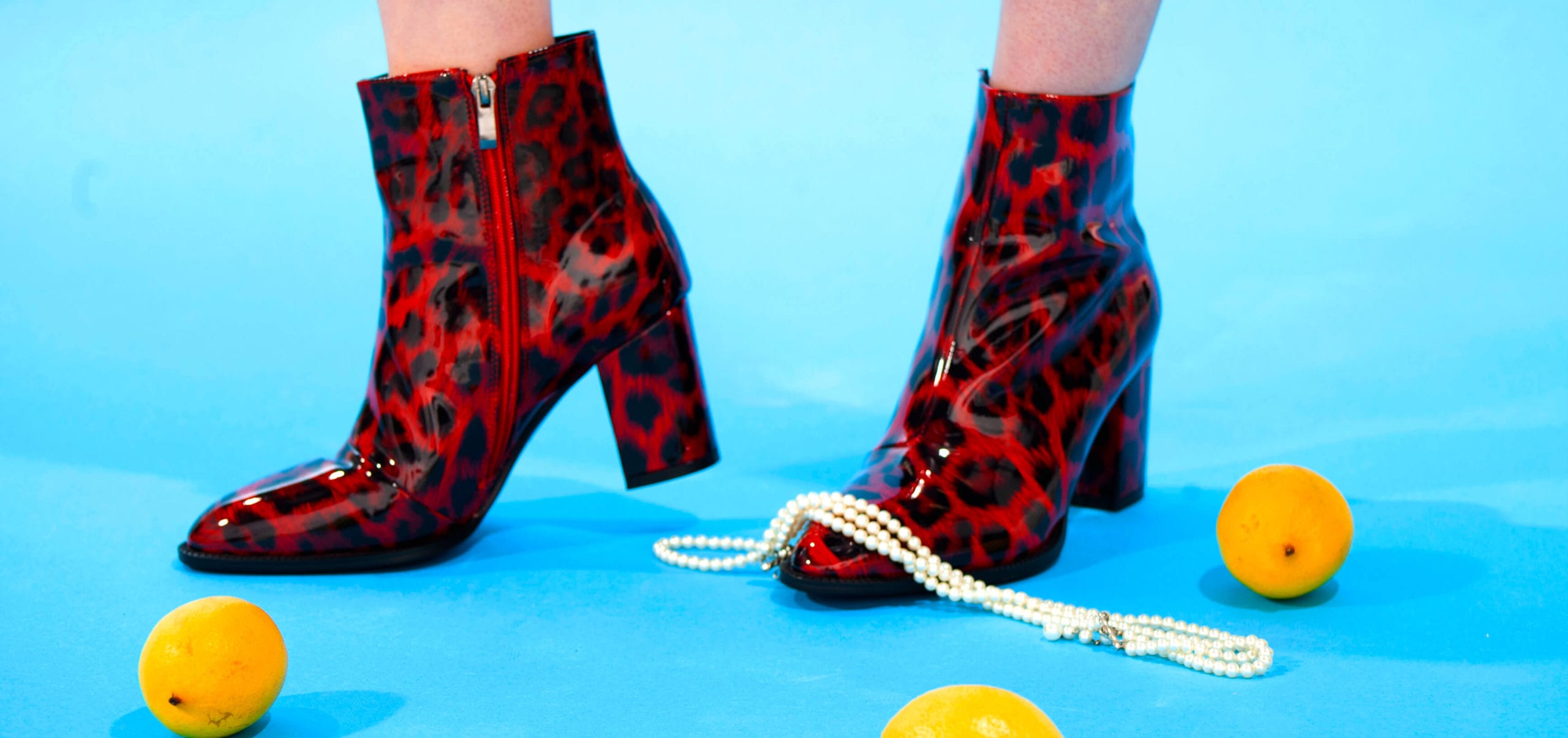 Red Leopard Boots with Pearls